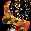 Orange and Brown Square Checkered Pattern Socks (Men's Sizes Adult Large) from the Sock Panda - 3 of 3