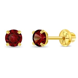 Girls' Pronged Simulated Birthstone Screw Back 14k Gold Earrings - In Season Jewelry - 1 of 1