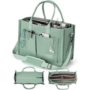 Canvas Tote Bag with Zipper Closure and Individual Compartments for Work, College, Teacher, and Nurse Use - 1 of 4
