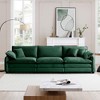 3-Seater Corduroy Mid-Century Modern Armrest Sofa with High-Resilient Cushions and Throw Pillows for Living Room - 2 of 4
