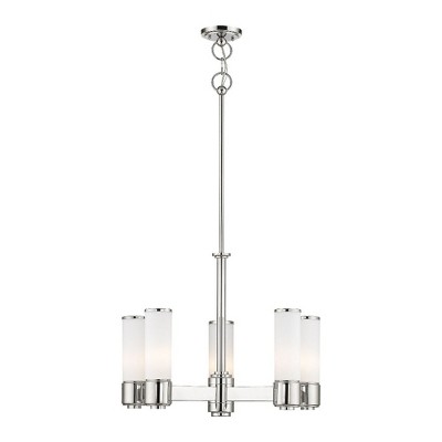Polished Nickel 5-Light Chandelier with Satin Opal White Glass