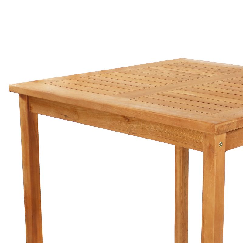 Sunnydaze Teak Wood Outdoor Bar Table - 31" Square x 43.5" H - Brown, 5 of 9