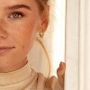 Dainty CZ Huggie Hoop Earrings 14K Gold Plated Chunky Simple Cute Thick Round Frill Bead Ball Cuff Earrings Cubic Zirconia Hoop Earrings Minimalist - 2 of 4