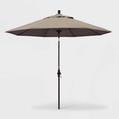 9' Aluminum Collar Tilt Crank Sunbrella Patio Umbrella - California Umbrella