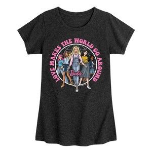 Girls' - Barbie - Love Makes The World Go Round Fitted Short Sleeve Graphic T-Shirt - 1 of 4