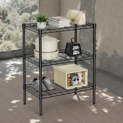 SEVOBAL Utility Storage Shelves 3 Tier Adjustable Metal Wire Rack Heavy Duty Storage Shelving for Kitchen, Garage, Laundry, Black, 13.7"*23.6"*30"