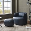 KINWELL 23" Wide Modern Faux Leather Upholstered Ottoman Footrest, PU Entryway Footstool - 2 of 4