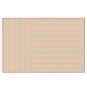 Mirimo Peach and Pistache Gingham Outdoor Rug - Deny Designs
