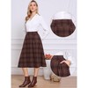 INSPIRE CHIC Women's Vintage Plaid High Waist A-Line Pleated with Pockets Midi Skirt - 2 of 4