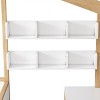 MAYEERTY Full Size Wooden House Bed White and Original Wood Colored Frame with Drawer, Desk and Bookshelf for Children or Guest Room - 4 of 4