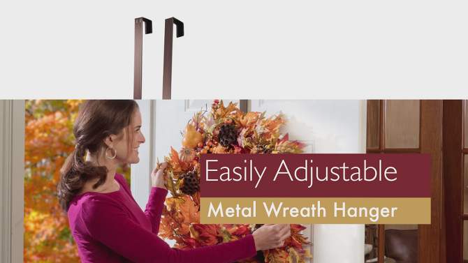 Haute Decor Christmas Adjustable Length Wreath Hanger Bronze, 2 of 7, play video