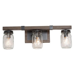LNC Aries Traditional Mason Jar Vanity  Lights,Black and Rustic Brown/Black and Antique  Brown/Black and Light Gray, 2 Light/ 3 Light/ 4 Light - 1 of 4