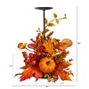 Nearly Natural 12-in Fall Maple Leaves, Berries and Pumpkin Autumn Harvest Candle Holder - 2 of 4