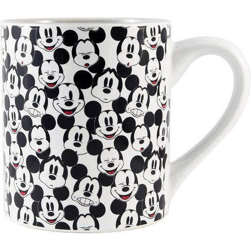 Disney White & Black Mickey Mouse Ear-Shaped Handle Ceramic Mug, 20 oz.