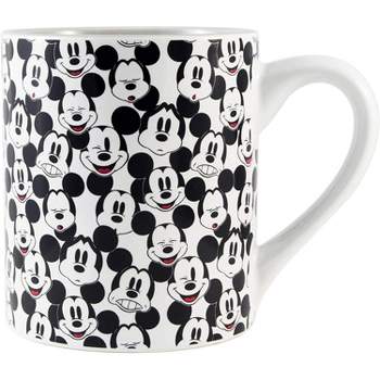 Silver Buffalo Disney Mickey Mouse Allover Faces Ceramic Mug | Holds 14 Ounces
