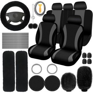 TruAIR 43-Piece Fuzzy Car Interior Accessories Set with Seat Covers - 1 of 4