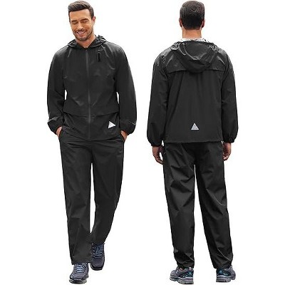 COOFANDY Men's Rain Suit 2 Piece Waterproof Breathable Rain Gear Lightweight Rain Jacket Pants Rainwear Suit