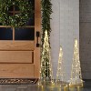 LuxenHome Set of 3 Lighted Trees Indoor and Outdoor Holiday Decoration Gold - 2 of 4
