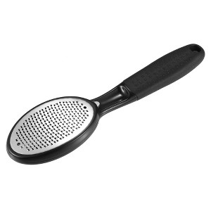 Unique Bargains Stainless Steel Foot File Removes Dead Skin Pedicure Foot Scrubber with Clean Brush Black 3Pcs - 1 of 4