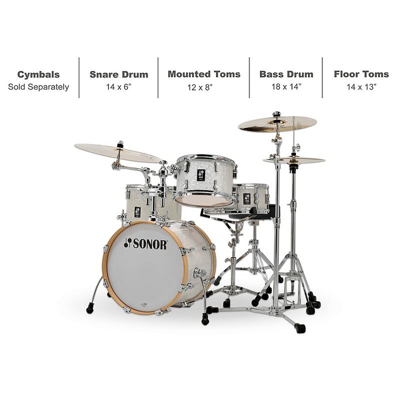 SONOR AQ2 Bop Maple 4-Piece Shell Pack White Marine Pearl, 2 of 3