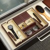 Juvale Leather Valet Catchall Tray for Men with 6 Compartments - Bedside Nightstand Organizer for Phones (Brown) - 2 of 4