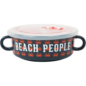 Pavilion Gift Company - Beach People - 13.5 oz Double-Handled Soup Bowl with Lid - Drinkware - 1 of 4