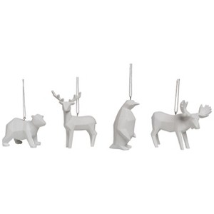 Transpac Resin Geometric Deer Ornament Set of 4 Christmas Home Decorations - 1 of 1