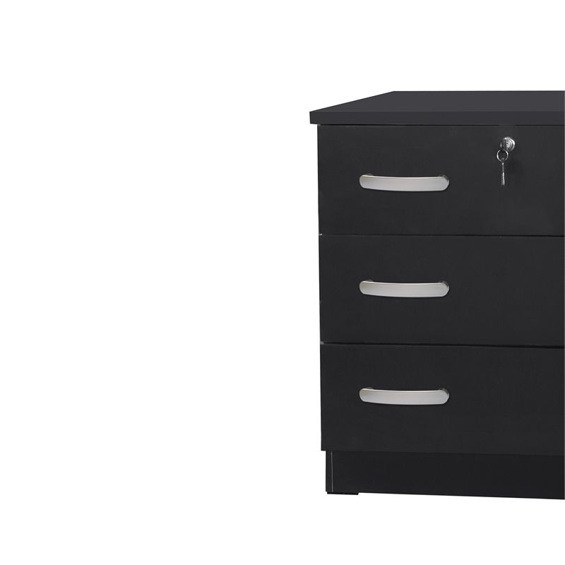Better Home Products Cindy Wooden 3 Drawer Chest Bedroom Dresser in Black, 3 of 6