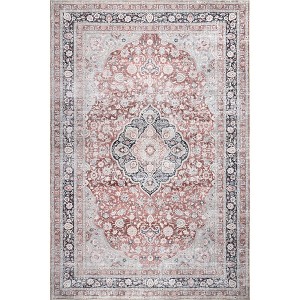Nuloom Paulina Pet Friendly Machine Washable Traditional Floral Medallion Area Rug, 4' x 6', Beige - 1 of 4