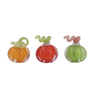 Transpac Glass Pumpkin Set of 3 for Fall Decor Decorative Objects Perfect for Autumn Home Decoration - 1 of 3