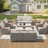 Buenhomino 12-Piece Outdoor Patio Set – 4 Single Chairs, 2 Sofas, 2 Side Tables & 4 Ottomans, All-Weather Wicker with Cushions, Beige - 2 of 4