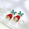 Asymmetric Christmas Earrings with Red Crystal Bell, Santa Hat & Elk | Dangle & Stud Set - 4 of 4