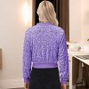 Anna-Kaci Women's Sequin Zip-Up Bomber Jacket with Ribbed Trim and Long Sleeves - 2 of 4