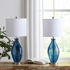 HomeRoots Set of Two 30" Blue Crystal And Glass Table Lamps With White Drum Shades - 2 of 4