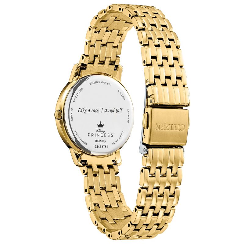 Citizen Disney Eco-Drive Quartz 2-Hand Women's Watch featuring Princess Beller in Gold IP Stainless Steel Bracelet, 3 of 6