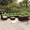 vidaXL Garden Lounge Set Poly rattan: Brown, Cushion: Green PE rattan - 2 of 4