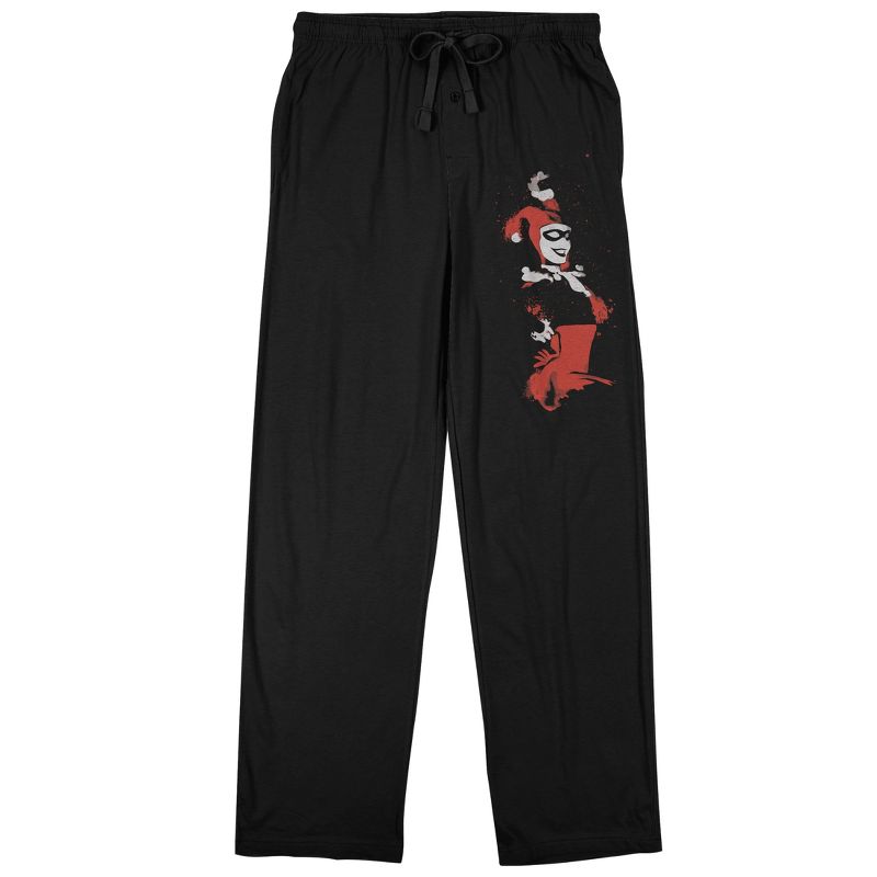 Harley Quinn Villain Pose Men's Black Sleep Pajama Pants, 1 of 3