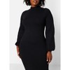 Rebdolls Women's Turtleneck Cotton Puff Sleeves Bodycon Midi Dress - 3 of 4