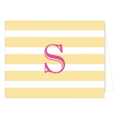 "S" Monogram Cabana Stripe Folded Notes Collections Yellow