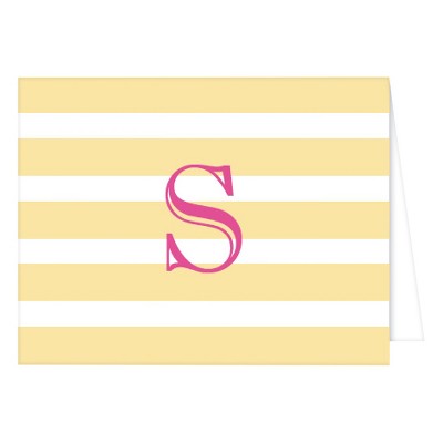 "S" Monogram Cabana Stripe Folded Notes Collections Yellow