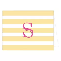 "S" Monogram Cabana Stripe Folded Notes Collections Yellow