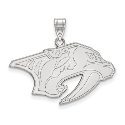 Black Bow Jewelry 10k White Gold Nashville Predators NHL Large Pendant