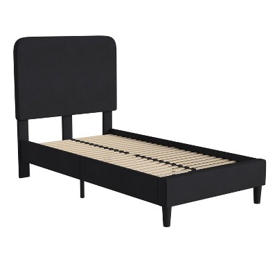 Platform Bed with Headboard and Fabric Upholstered Frame 14 Wooden Slats - Merrick Lane