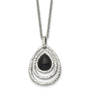 Chisel Stainless Steel and Textured Black Onyx Pendant on an 18" Cable Chain Necklace with a 2" Ext. - 1 of 4