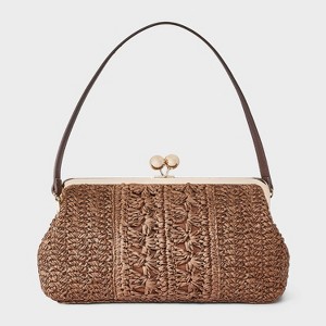 Straw Kiss Lock Clutch Bag - A New Day™ Natural Brown : Target