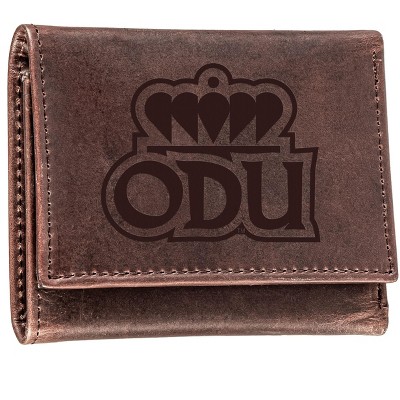 Evergreen NCAA Old Dominion Monarchs Brown Leather Trifold Wallet Officially Licensed with Gift Box