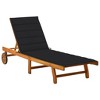 vidaXL Sunlounger Natural Wood, Black Cushion - 2 of 4