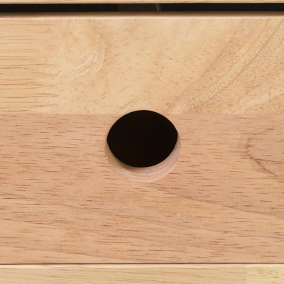 Natural Wood 1-Drawer C-Shaped End Table