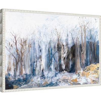 Serene Forest Landscape Beaded Framed Canvas Wall Art