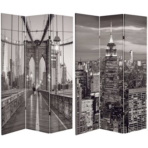 6' Double Sided New York Bridge Canvas Room Divider Gray - Oriental Furniture - 1 of 4